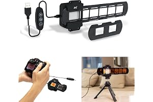 JJC Film Scan Adapter with LED Lighting, Convert Negative Movies and Slides 35mm to Digital JPEG, 10 Lighting Levels USB LED Light