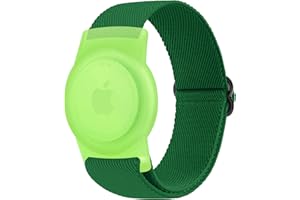 Wanme Pulsera AirTag Niños, Funda Apple AirTag Antipérdida y Antiarañazos, Funda Protectora Correa Apple AirTags de Nylon Elástico, Fácil de Ajustar y Usar (Verde)