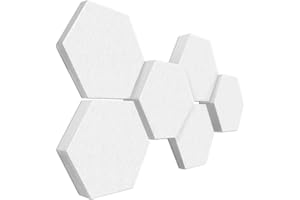 platino24 3D-Set Schallabsorber Colore aus Basotect G+ mit Akustikfilz, 6 Waben in Weiß je Ø30cm, Verbesserung der Raumakustik