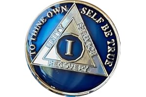 RECOVERYCHIP 1 Year AA Medallion Metallic Midnight Blue Tri-Plate Sobriety Chip