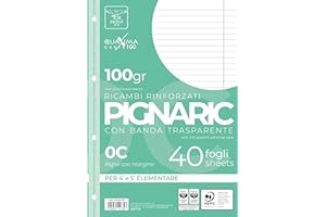 Pigna, Paquet de 40 4 trous, classement, bande latérale renforcée, feuilles à trous renforcées, papier 100 g/m², format A4, 21x29 7, 0C, lignées, marges, etc. feuilles A4, 0C, lignées avec marge
