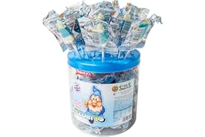 FIICO Piruleta Azulitos. Caramelo con palo sabor cola. Bote 100 unidades con envuelta individual.