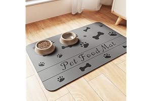 HAOLESHITE Napfunterlage Hund Katzen Futternapf Unterlage, rutschfest Unterlage Haustiere, Hundefutter Matte Absorbierend Haustier Fütterung Matte Personalisierte Katze Platzset (Grau, 30 x 50 cm)