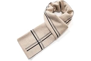 Villand Luxurious Écharpe en Laine Mérinos Rayée pour Homme – Coffret Cadeau Enveloppé d'hiver doux et chaud en ricot épais pour Homme