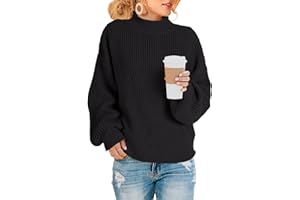 Saodimallsu Damskie swetry oversize z golfem nietoperz sweter z długim rękawem luźny gruby dzianinowy sweter