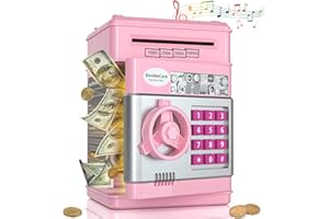 DOUBLECARE Alcancía de Gran Regalo para niños, alcancía electrónica, Mini cajero automático, Caja de Monedas electrónica para niños, Ahorro de Dinero en Papel, contraseña, Banco de Monedas