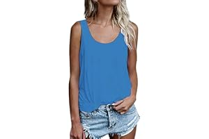 NONSAR Camiseta de verano sin mangas para mujer, túnica, corte holgado