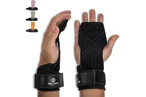 HELI MIAO Power Zughilfen Krafttraining, Fast Grip Leder Zughilfe-Handgelenksbandage für Bodybuilding, Fitness, Crossfit, Krafttraining, Powerlifting - Lifting Straps für Frauen und Männer, Schwarz