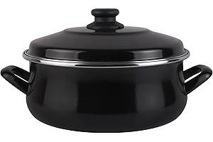 MAGEFESA Black - Cacerola 20cm de Acero vitrificado Exterior Negro. Antiadherente bicapa Reforzado, aptas para Todo Tipo de cocinas, Especial inducción. 50% de Ahorro energético.