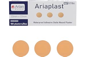 ARIAN MEDICAL AriaPlast Sterile SPOT 100 Round First Aid Wound Plasters - 22mm x 22mm, Beige 1 Count (1)
