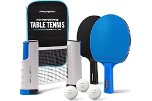 PRO-SPIN Portable Table Tennis Set | Premium All-in-One Kit with Retractable Net for Any Table, Bats, 3-Star Ping Pong Balls 