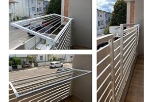 Flo.mar Stendibiancheria ribaltabile, stendibiancheria da parete, stendibiancheria da balcone 150x70x3 cm (Stendibiancheria bianco 150 cm.)