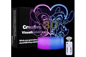 TIDRT Stitch Lampada-Acrylic 3d Led Luce Notturna 16 Colori Tocco Con Telecomando,Luci Decorative Per La Stanza Dei Bambini,Regali Di Compleanno E Natale