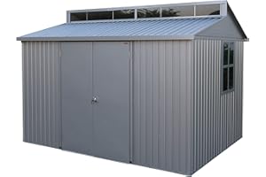 Duramax Aluminium Gartenhaus 10 x 8 (7.24 m²), langlebig und wasserdicht Lagerschuppen, mit Oberlicht, Fundament, Seitenfenster und abschließbaren Doppeltüren, Gartenhaus aus Aluminium