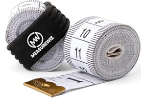 MeasureWiz Measuring Tape - (2 Pack) 60 Inch 150 cm Soft Fabric White Tape Measure for Tailors Dressmakers and Sewing - Metric Waist and Body Measurements - Reusable Ziplock Bag Convenient Storage