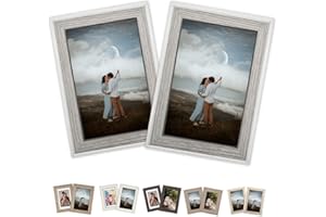 GANCEDO HOME Marco de Fotos 10x15 cm - 2 Uds - Marcos de Fotos de Madera - Marco de Fotos Originales - Porta Fotos Mesa - Marcos de Fotos Baratos - Regalo Aniversario - Cuadros de Fotos (10x15 cm, B/G)