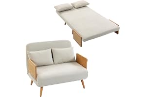 HOMCOM Canapé Convertible 2 Places Canapé-Lit 3 en 1 Chenille 103 cm Crème