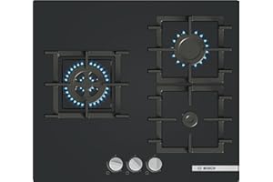 Bosch - Piano cottura a gas, serie 4, 60 cm, gas stop, vetro temperato, nero, PNC6B6K40 - 1