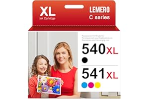 Lemero 540XL 541XL Encre Compatible pour Cartouche Canon 540 541 XL PG-540 CL-541 d'encre pour Canon Pixma MG3650S MG3650 TS5150 TS5151 MG3150 MG3250 MX475 Imprimante (Noir et Couleur)