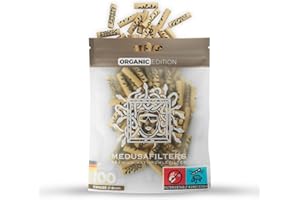 Medusafilters 100 Filtros de Carbón Premium Slim Ø 6mm | Tip Size | ORGANIC Edition | con tapones de fibra vegana y carbón activo de cáscara de coco