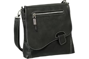 LEDERSHOP24 Geschenkset - Handtasche Schultertasche Umhängetasche Wildleder-Imitat Used Look mit Riegelverschluss Farbe schwarz