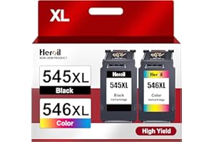 Heroil PG-545XL CL-546 XL Reemplazo para Canon 545 546 Tinta Impresora para Canon 545 y 546 XL para Canon Pixma TS3350 TS3355 TS3150 TS3400 TS3450 TR4650 TR4651 TR4550 TR4551 MG2550s MG2950 (2-Pack)