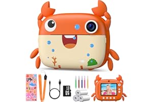 Gofunly Kids Camera, 2.4" Screen Instant Print Camera for Kids, 1080P Kids Digital Camera, No Ink Print Childrens Camera for Girls Boys 3-14 Years Old with 32GB TF Card, for Toy Gift on Birthday