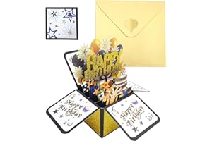 SHUBEIEUMI Tarjeta de cumpleaños, tarjeta desplegable 3D, tarjeta de felicitación de cumpleaños, tarjeta de felicitación con sobre para Feliz Cumpleaños a Familias Amigos
