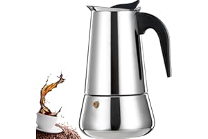 DITOSH 4 Tasse Stovetop Espresso Maker Stainless Steel Moka Pot Espresso Maker Percolator Italian Coffee Maker Capable Mocha Coffee Machine Cafe Classic Maker for Home et Camping 200ml 6.6oz