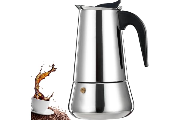 DITOSH 9 Tasse Stovetop Espresso Maker Stainless Steel Moka Pot Espresso Maker Percolator Italian Coffee Maker Capable Mocha Coffee Machine Cafe Classic Maker for Home et Camping 450ml 15oz