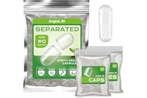 Angtai JN Vegan Size 0 Separated Capsules Empty Pill Caps Plant Based Clear (200 Caps+200 Bodies) Gluten Free, Non-GMO, Halal Certified Filling Kit for Vegetarian DIY Your Own Supplements