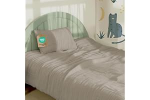 Dreamzie Kinderbettwäsche 100x135 cm + Kissenbezug 40x60 - Musselin Bettwäsche aus 100% Baumwolle, Oeko-TEX Zertifiziert, atmungsaktiv & hautfreundlich - Taupe