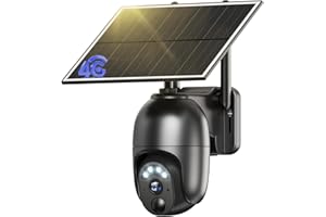 NUASI 4G LTE Telecamera Esterno con SIM e Pannello Solare, 2K 360° PTZ Telecamere Senza Fili con Batterie, Visione Notturna a Colori, Audio Bidirezionale, PIR Rilevamento, IP66
