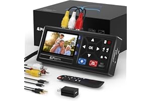 PORTTA VHS to Digital Convertidor, VHS a Digital Grabador con Remote, RCA to HDMI Converter Compatible con VHS, VCR, DVR, DVD, Hi8, Mini DV, Camcorder, Cassette Tape, Gaming Consoles