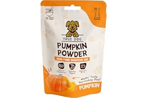 True Dog Pumpkin Powder for Dogs (250g - Up to 30 Servings) Dog Food Topper with Vitamin A and Fibre for Dogs, Firms Up Stools and Supports Eye Health - Natural Pet Supplement