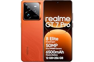 realme GT 7 Pro 5G Smartphone 12+256 GB,Procesor Snapdragon® 8 Elite,Ultrawyraźny aparat AI,Ładowanie SUPERVOOC 120 We,Tytaniczna bateria 6500 mAh,IP69,Odblokowanie pod wodą, Pomarańczowy(no adapter)