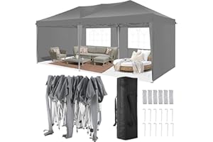 COBIZI Pop up Gazebo 3mx6m with 4 Removable Sidewalls Pop up Marquee for Parties Waterproof UPF50+ Protection Commercial Gazebo with Carry Bag, Grey
