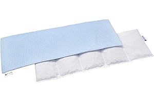 Medi Partners Termofor z pestek wiśni 5 Komorowy 800g 60x20cm 100% Bawełna Wafel Terapia ciepłem/zimnem Wyjmowana poszewka na poduszkę (Niebieski)