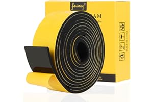 fowong Bande d'Étanchéité Autocollante en mousse caoutchouc 50mm de large x 6 mm d'épaisseur x 2m de longueur 4m Total Bande de haute élasticité Joint Porte Fenêtre Isolant Insonorisé Antichoc,-Noir