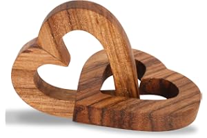 Valentine Day Romantic Heart Gifts for Her, Handmade Olive Wood Hearts Shape for Couple Wife Husband Wedding Engagement Anniv