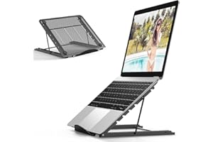 Jumkeet Laptop Stand,Foldable Portable Ventilated Desktop Laptop Holder,Universal Lightweight&Adjustable Ergonomic Tray Mount Compatible with iM(ac)/Notebook Computer/Tablet (Black)