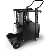 VEVOR Welding Cart 2 Shelves with Lockable Cabinet Mobile Welding Equipment 120 kg Cart with 2 Gas Cylinder Holders for Manua