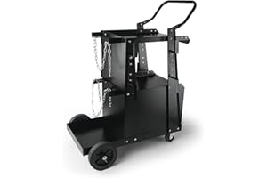 VEVOR Chariot de Soudage à 2 Niveaux Chariot Poste à Souder Armoire Antivol Verrouillable Charge 120 kg​​ Roues 360° Chaînes Sécurité Stockage Réservoirs pour Atelier TIG Arc MMA Découpeur Plasma