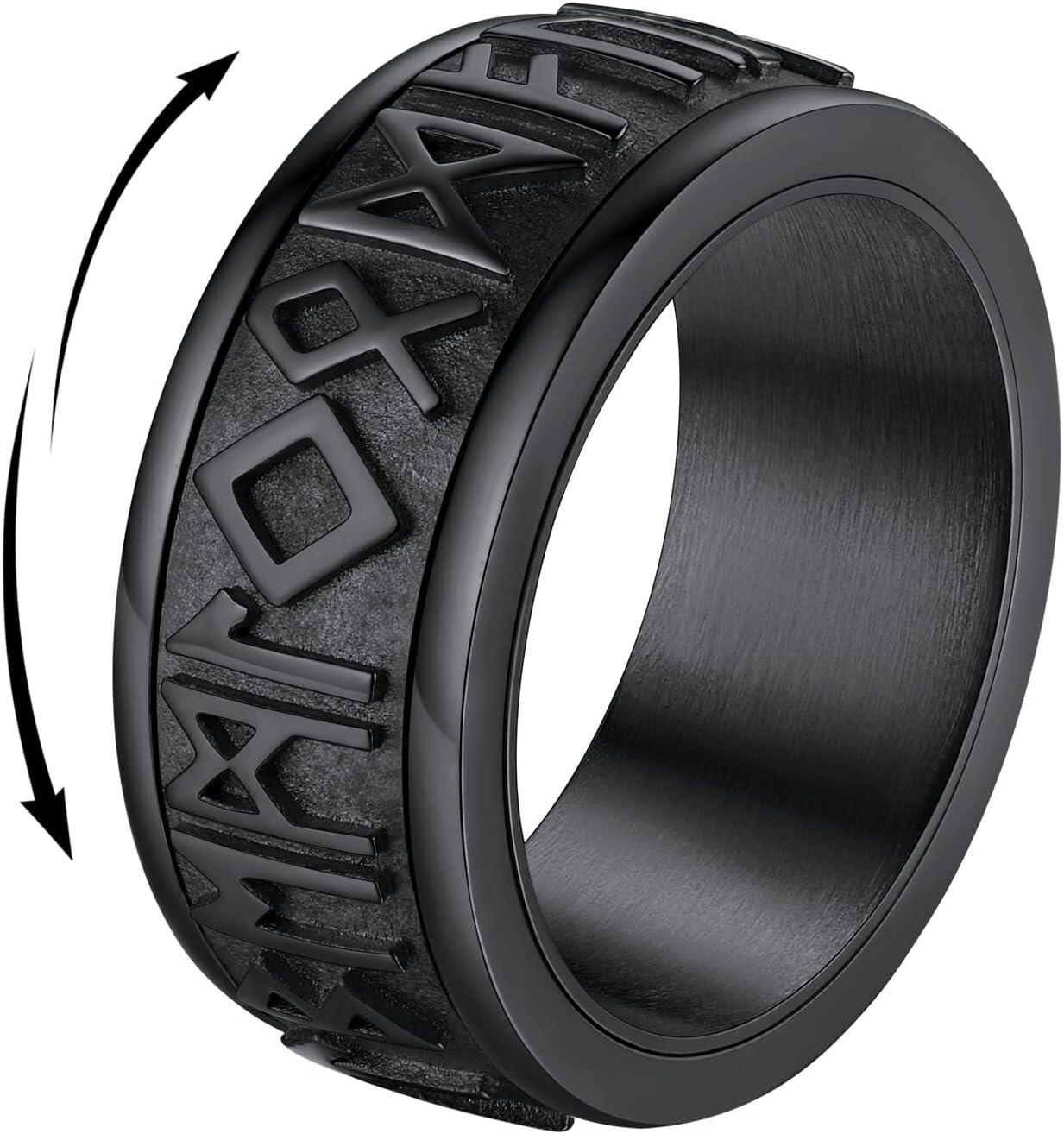 FindChic Anillos Hombre Antiestrés Spinner de Acero Inoxidable Runas Vikingas Letras Nórdicas Anillo Anti Estrés Color Plata/Dorad/Negro Talla 14.5-32.5 Regalos para Hombre