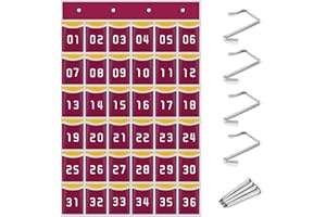 Niuhong Handy Klassenzimmer Aufbewahrungstasche Wandtasche Nummeriert Telefon Wand Aufbewahrung Büro Mobile Hänge Organizer Halter Multifunktionale Hängeorganizer Mit 4 Haken (Weinrot, 36 Taschen)