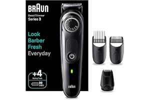 Braun BT3440 Beard Trimmer 3 With Precision Wheel, 4 Styling tools, 80 mins Runtime, Precise Styling at home, 40 length Settings - Black