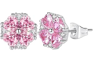JUZICHEN Boucles d'Oreilles Fille Enfant Argent 925, Hypoallergéniques Boucles d'Oreilles Étoile Cœur Fleur, Créoles Boucles d'Oreilles Avec Cœur Pendentif En Zirconium, Bijoux Fille