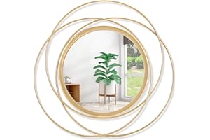 HLFMVWE Gold Spiegel für Wanddekoration, Zimmer Dekor, Metallspiegel Wanddekorationen für Wohnzimmer, Moderne dekorative Spiegel, Geschenke für Frauen & Mütter