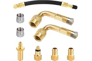 DOKEI 9 Piezas Extensiones de Válvulas, Adaptador de Valvula de Bicicleta de 90 Grados Adaptador DV SV AV 180 mm Manguera de Inflado de Neumáticos para Bicicleta Motocicleta Coche