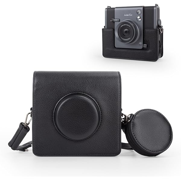 Rieibi Étui De Protection Instax Wide Evo – Housse Amovible Cuir PU Avec Bandoulière Et Pochette Objectif